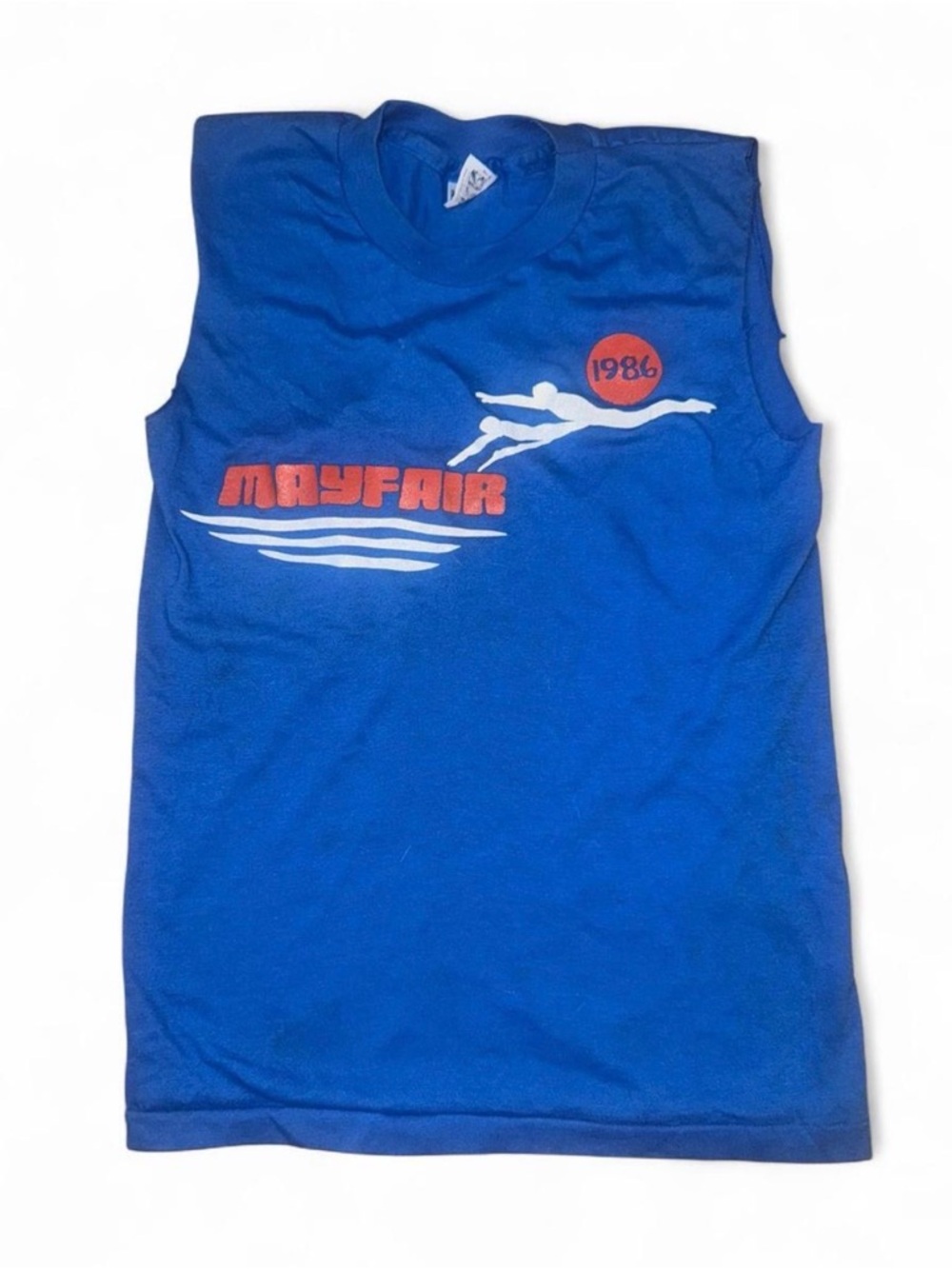 Vintage 1986 Mayfair Swim Team Graphic Muscle Tank